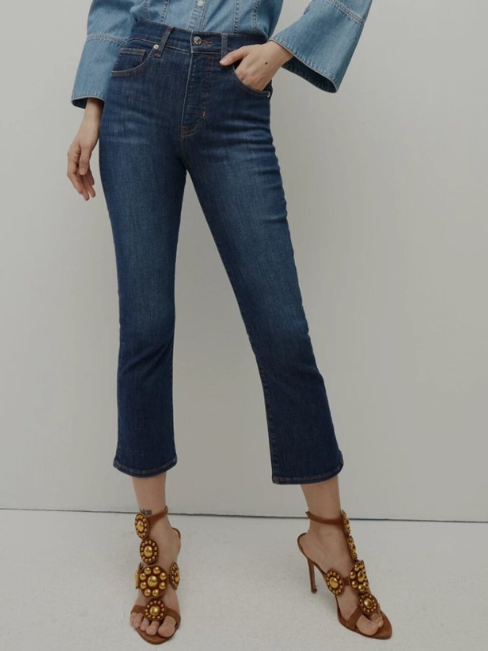 Veronica Beard Carly Kick Flare High Rise Jeans in Bright Blue Sz 28